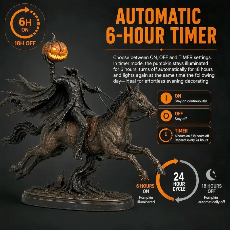 Glowing Headless Knight Statue Night Lighting Decoration Resin Craft Dark Art Style Built-In Button Battery Desk Decor