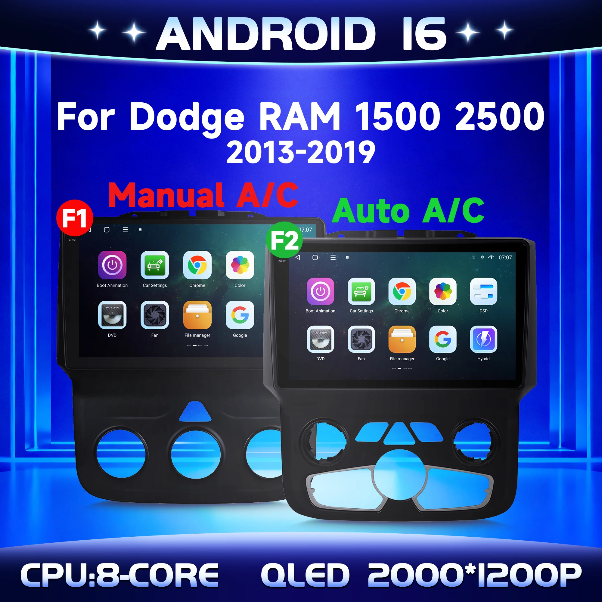 Android 16 For Dodge RAM 1500 2500 2013-2019 9