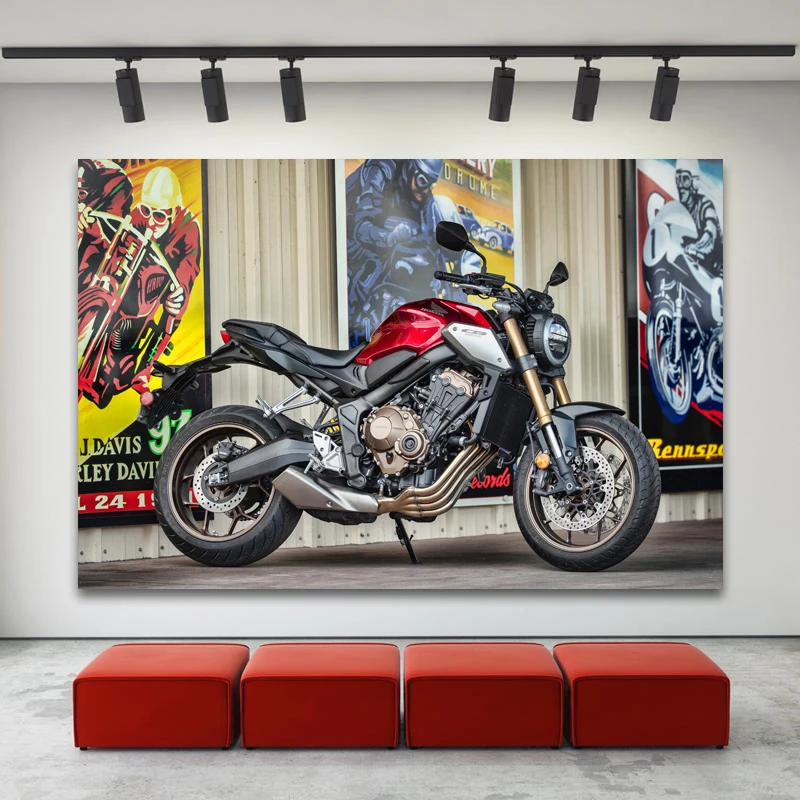 Superbikes Honda CB650R 4K Side View Motorcycle Modern Wall Art Posters and Prints Canvas Paintings for Home Living Room Decor