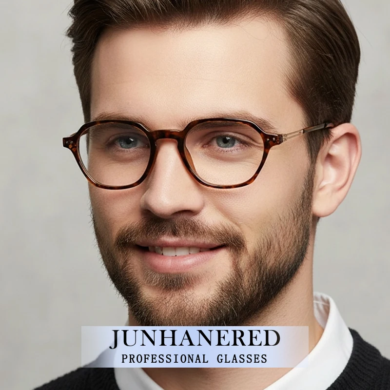 

Fashion Brand Design Classics Polygon Man Custom Optical Eyeglass Ultra-light Retro Frame Photochromic Anti Blue Light Glasses
