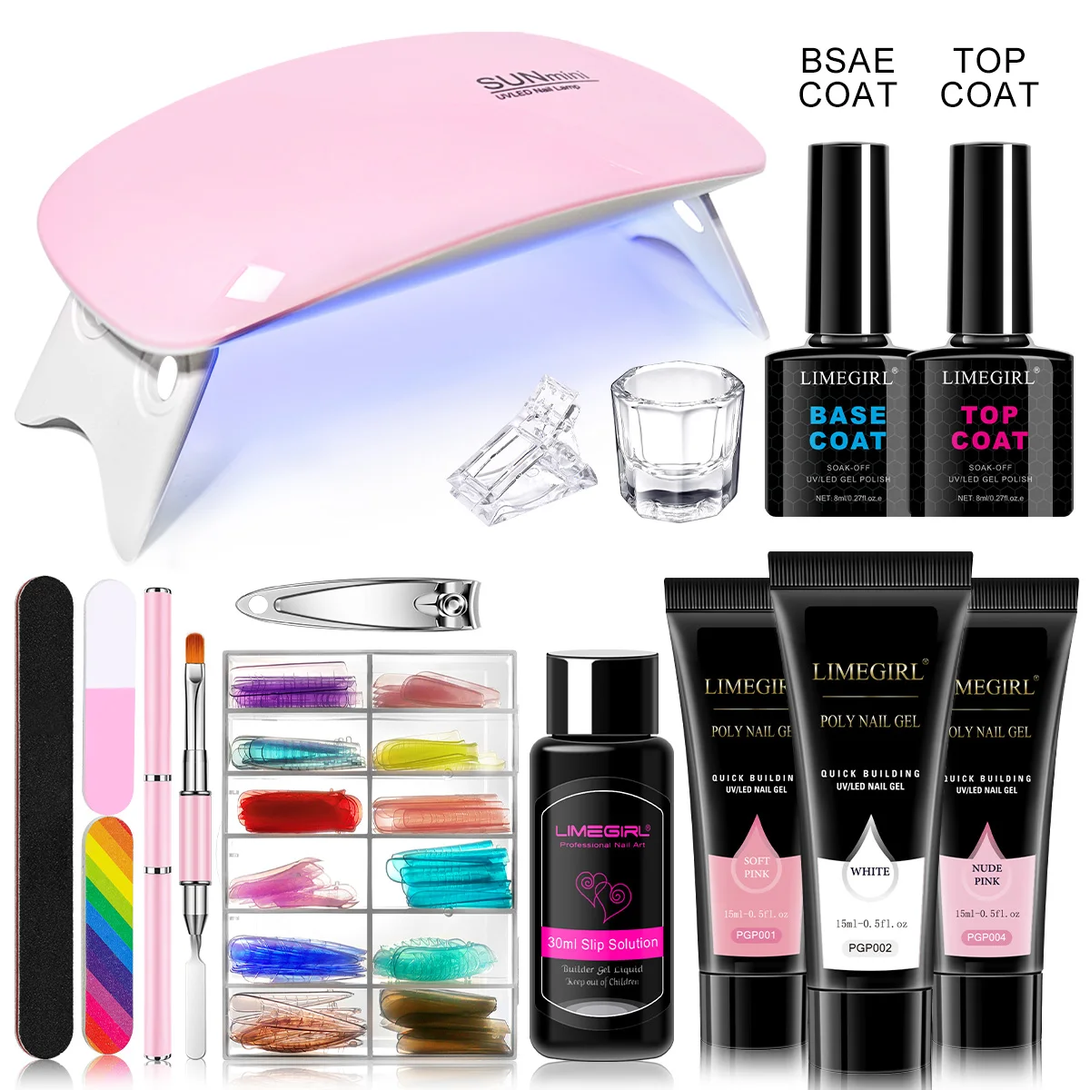 LIMEGIRL Extension Nail Gel Polish Set Crystal Building For Nails Poly Acrylic Gel Polish Kit UV Varnish Nail Art Manicure Set