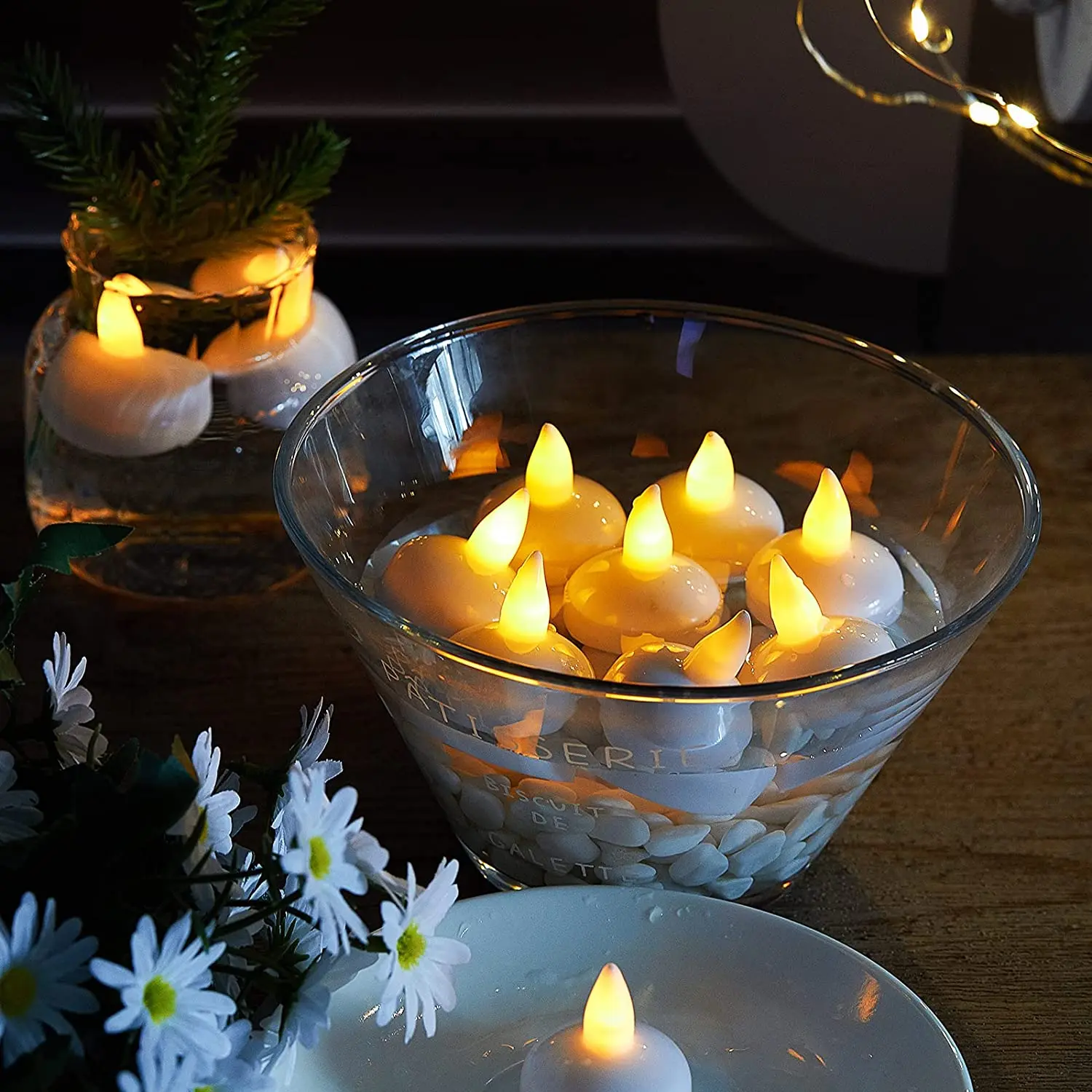 48pcs Flutuante LED Tea Light Flicke Eletrônico LED Vela Bateria Flutuante Na Água Tealight Para Decoração De Festa De Casamento