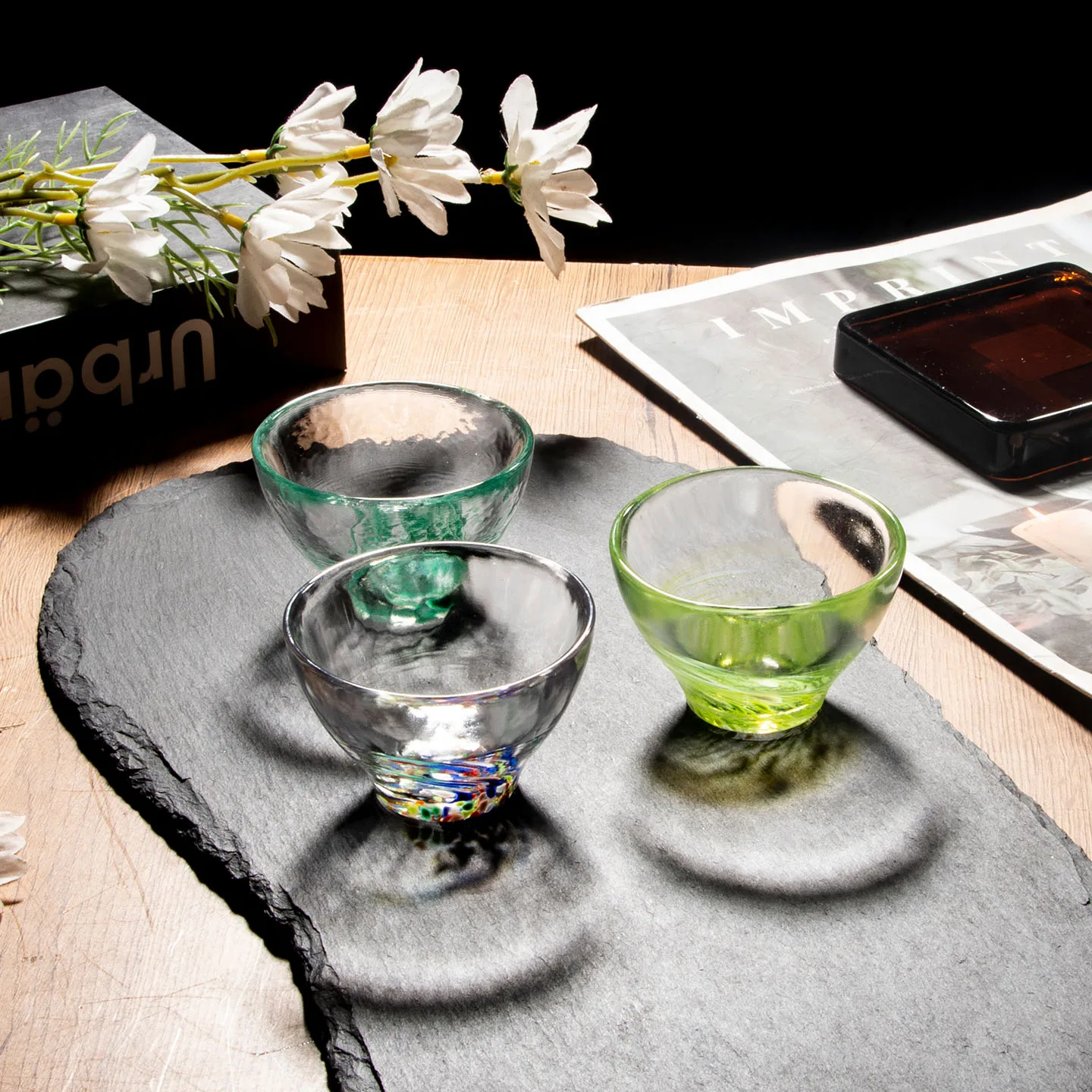 Handmade Glass Sake Cup  Base High Quality Wine Cup Japanese Fruit Wine Cup Tea Cup Sake Alcohol Utensils