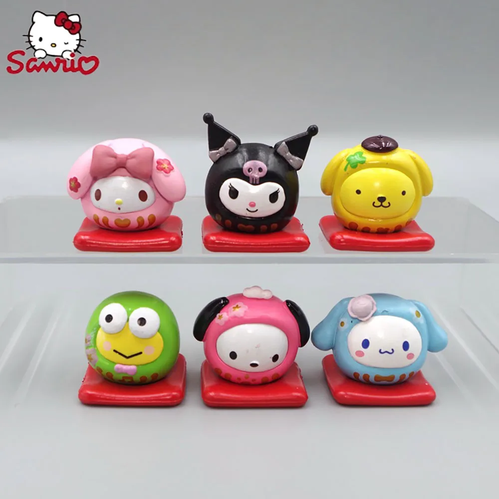 Hello Kitty 3Cm Figure Cos Daruma Kuromi Sanrio Melody Anime Cinnamoroll Doll Kawaii Diy Cake Christmas Gifts Toy For Kid