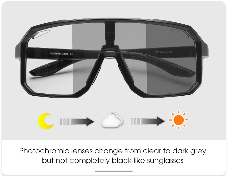 SCVCN Photochrome Fahrrad-Sonnenbrille, Outdoor-Radfahren, Rennrad, Mountainbike-Brille, Herren und Damen, lässig, Wandern, winddichte Brille – Detail 6