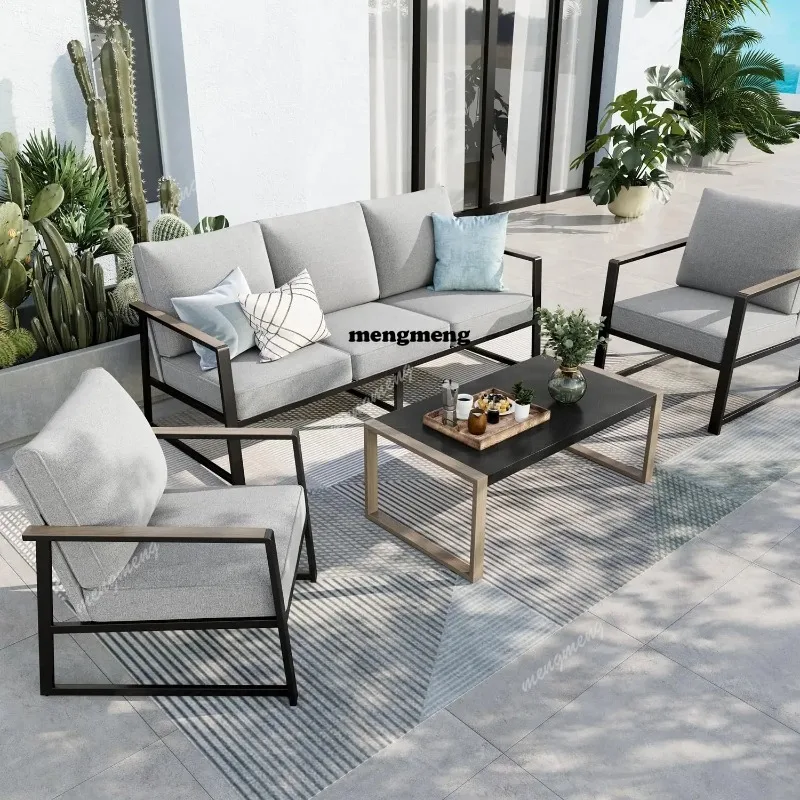 5 Seats Patio Furniture Sets, Olefin-Filled Textilene Fabric Backrest Outdoor Conversation Sets with Coffee Table,, Customized
