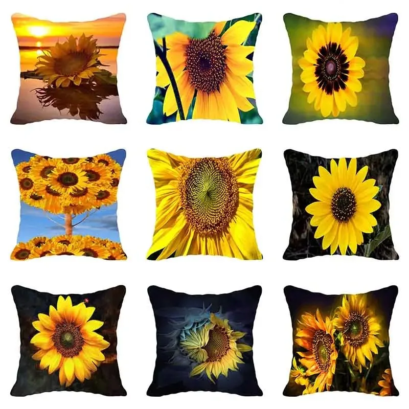 

Luxury Home Decor Pillowcase Simple Sunflower Print Pillowcase Living Room Sofa Cushion Cover