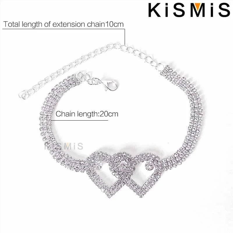 Bohemian Crystal Heart Ankle Bracelet Women Barefoot Sandals Trendy Foot Jewelry Summer Beach Party Accessory