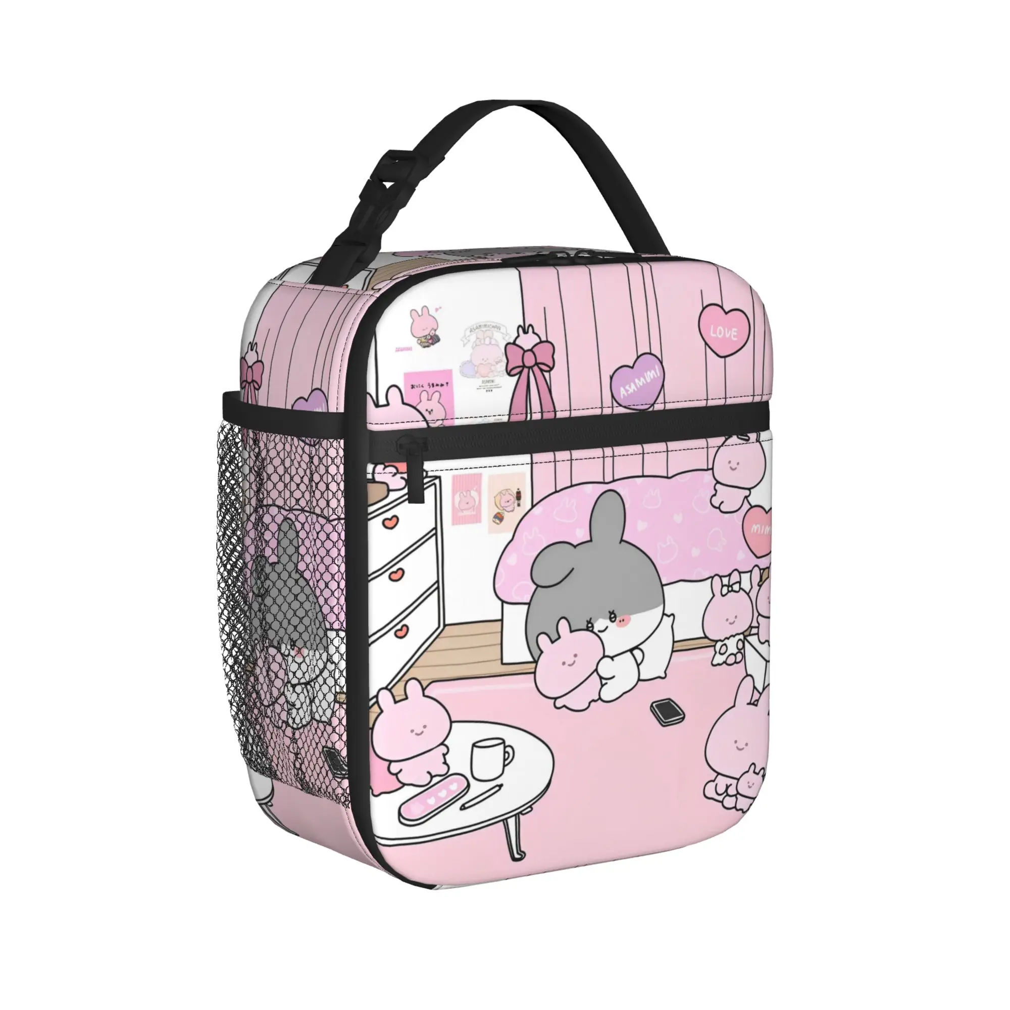 Asamimichaan Asleep Cartoon Insulated Lunch Bag Leakproof Cute Asamimi Reusable Cooler Bag Lunch Box Tote College  Food Bag