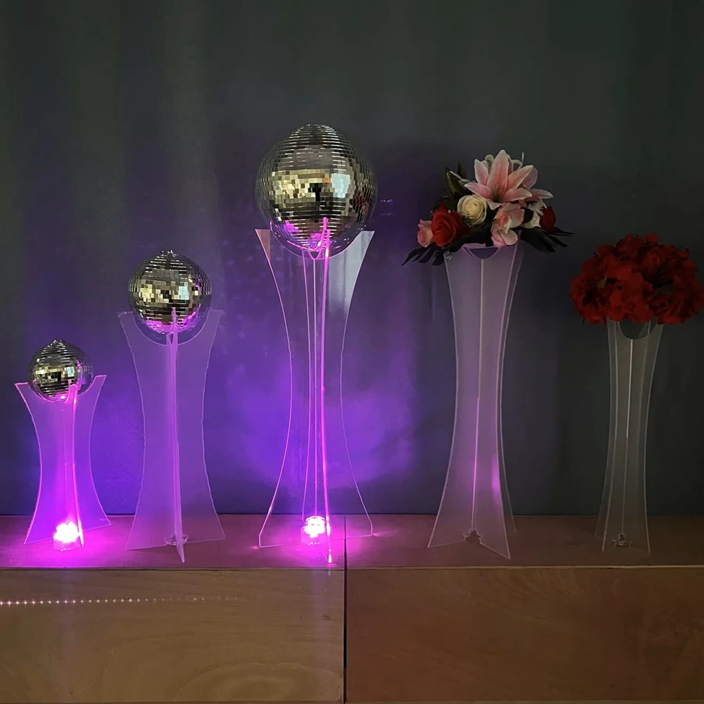 

6pcs 60cm 80cm 100Wedding T Stage Ball LED Light-up Table Centerpiece, Suitable for Wedding Party Dance Evening Table Decoration