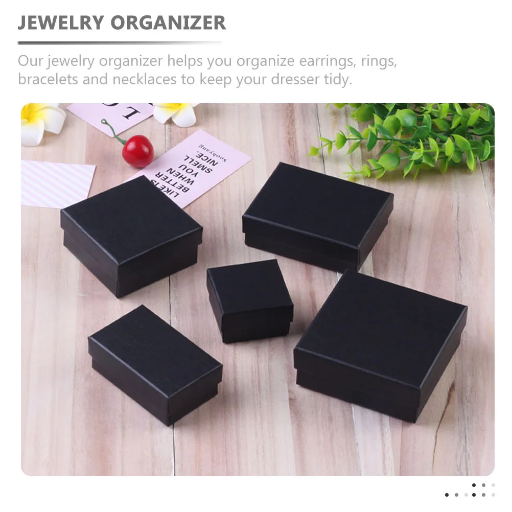 

6pcs Empty Jewelry Gift Box Ring Necklace Packaging Box Leakage-proof Jewelry Wrapper With Sponge Liner