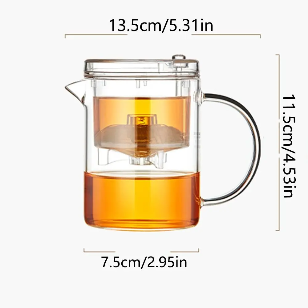Heat-resistant Glass Teapot with Filter Glass Filter Separation Fair Cup with Handle Short Spout Transparent Tea Maker Teaware