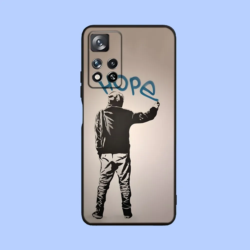 Capa de telefone Street Art Banksy Graffiti, capa preta macia para Samsung Galaxy A13,A21s,A22,A31,A32,A52,A53,A71,A80,A91