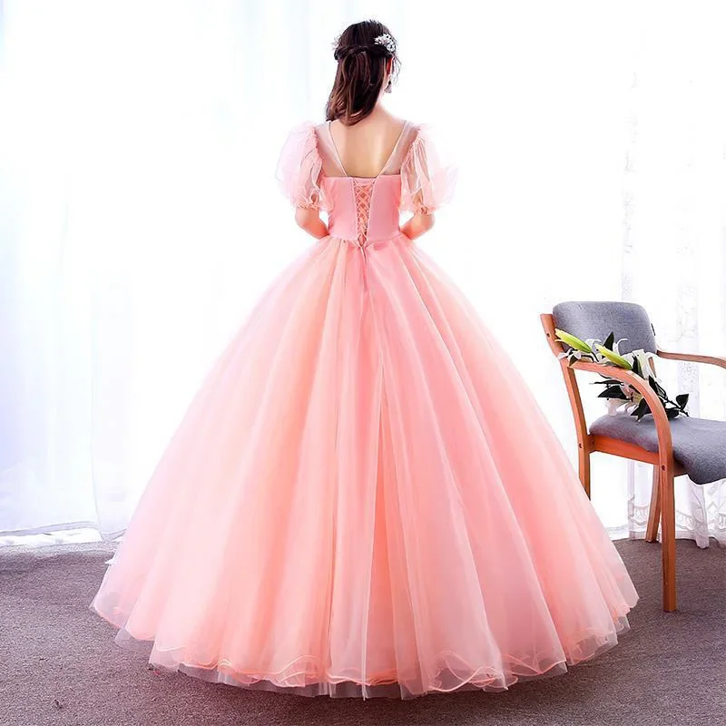 Bomaris Scoop Neck Ball Gown Quinceanera Dresses Vestidos De 15 Anos Vintage Half Sleeves Formal Princess Party Gowns Customized