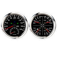 ELING 110mm 4 in 1 Oil Pressure Water Temp Fuel Level Voltmeter Gauge + 0-200km/h GPS Speedometer with 8000RPM Tachometer 12V