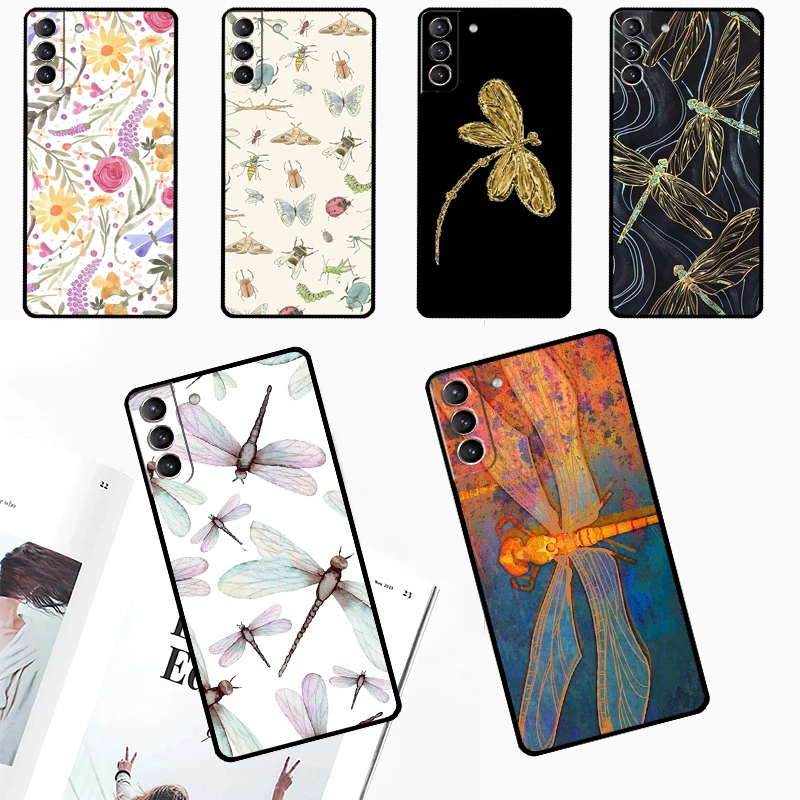 Dragonfly Insect Pattern Case For Samsung Galaxy S24 S23 S22 Ultra Note 20 10 S8 S9 S10 Plus S20 FE S21 FE Cover