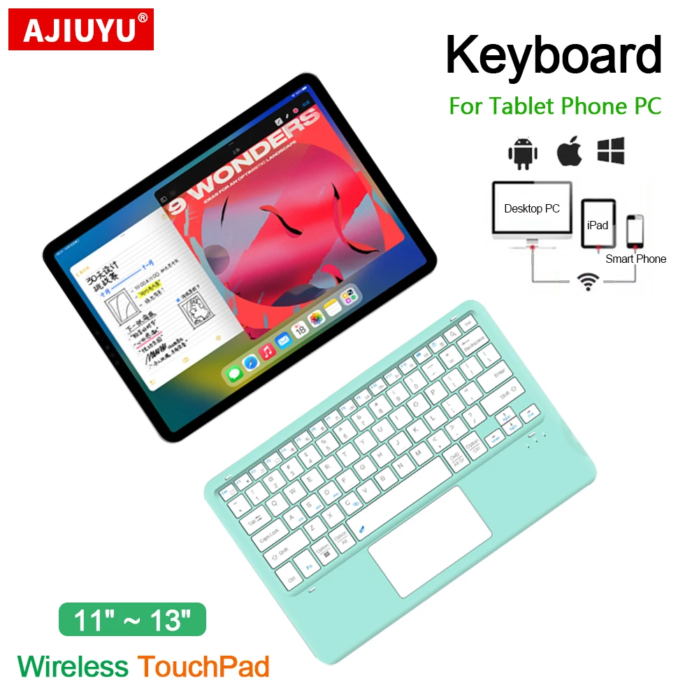 Wireless BT Keyboard With TrackPad For iPad Pro 11 12.9 13 Inch Air 4 5 6th iPad 10 10.2 10.5 S8 S7 S9 FE Plus 12.4