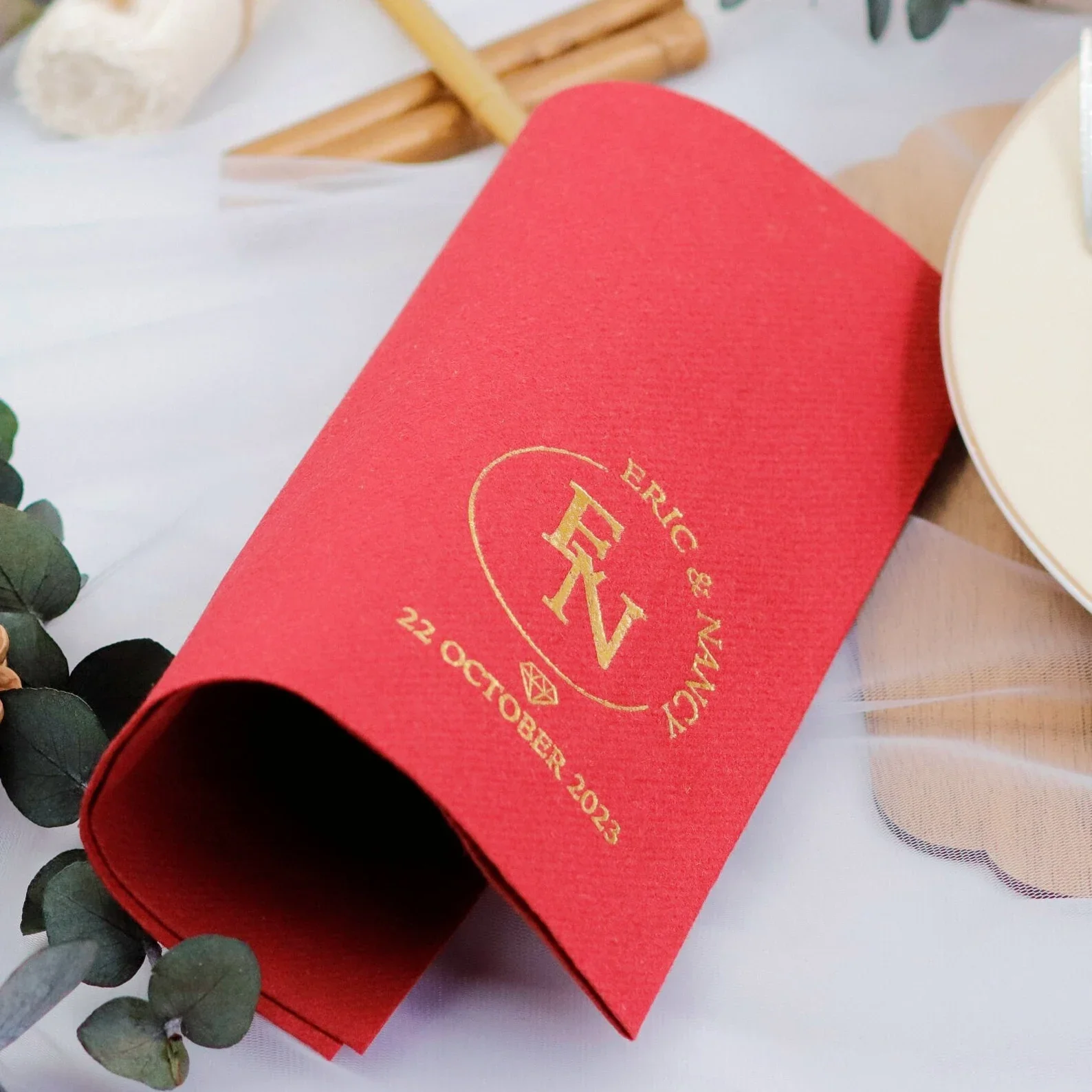 50pcs Personalized Airlaid Napkin with Gold Foil, Linen-like Napkin, Custom Dinner Napkin