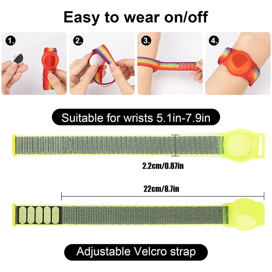 Kid Wristband Compatible with Apple AirTag, Protective Case for Air Tag GPS Tracker Holder with Nylon Bracelet E