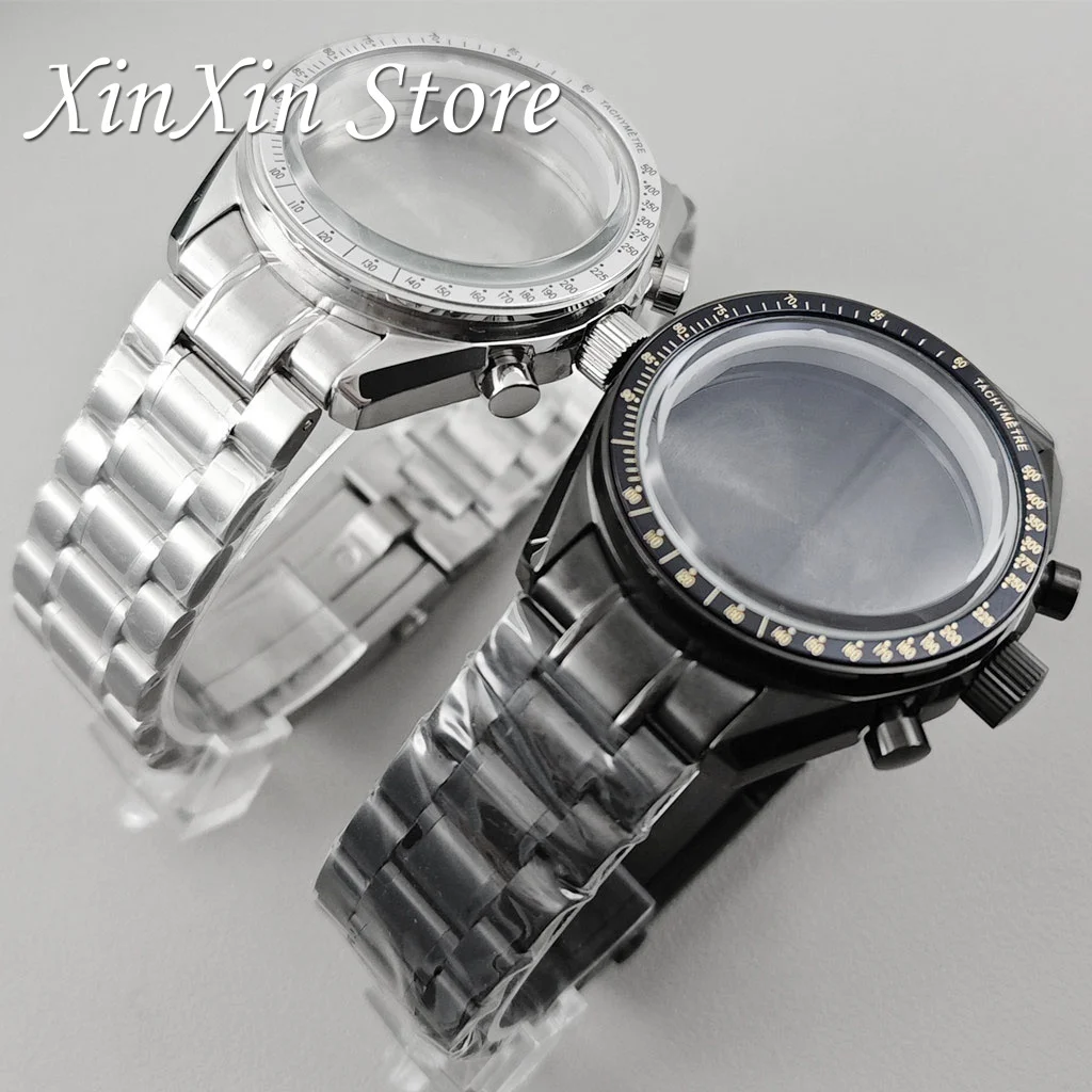 39.7MM VK63 Chronograph Watch Case Moon Back Cover Case Accessories Watch Parts Fit VK63 VK64 Quartz Movement for 32.5mm Dial