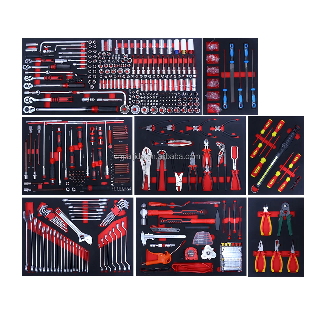 

PJD TS-01 ODM Steel Auto & Household Repair Set With Drawers 352 PCS Portable Garage Kit EVA Foam Deep Drawer