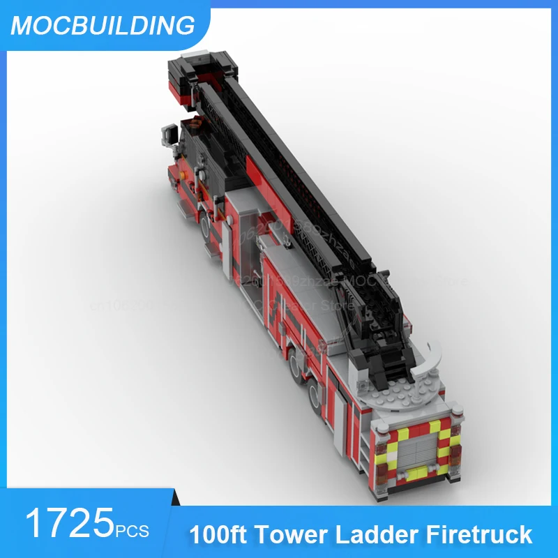 ตัวต่อ MOC บล็อก สมีล ซีรัส รถดับเพลิงแบบมีบันไดสูง 100 ฟุต รุ่นประกอบเอง DIY ของเล่นสะสมสร้างสรรค์ ของขวัญ 1725 ชิ้น