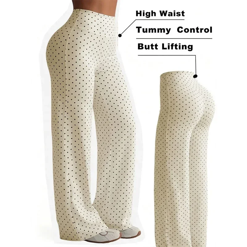 New Dot Printed 2026 Sport Trousers Female Naked Feel Pilates Running Motion Straight-Leg Yoga Pants High Waist Soft Leggings