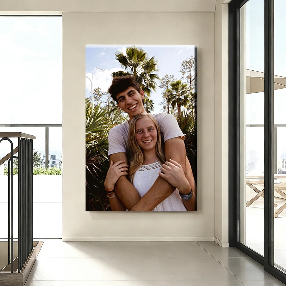 1 Pc Customized Photos on Canvas with DIY Wood Frame or frameless poster,Personalized Custom Photos for Your Lover,family,friend image 4