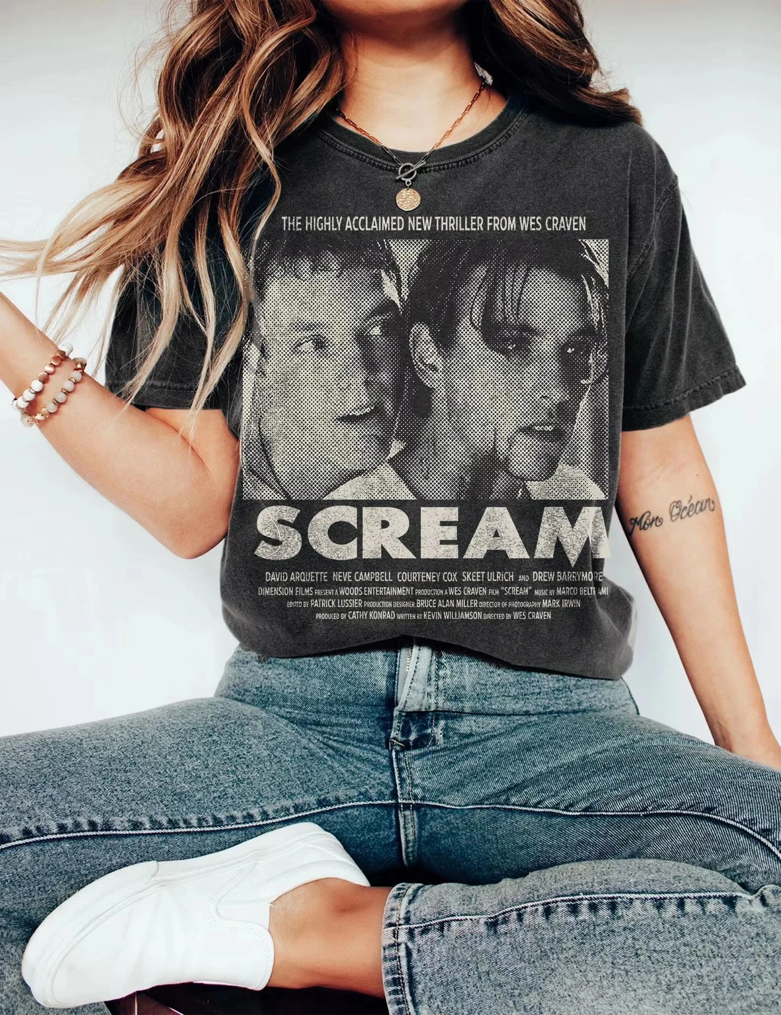 Scream 1996 Film Billy Loomis Stu Macher Grafik-T-Shirt Horrorfilm Lässiges Kurzarm-Unisex-Streetwear-Oberteil – Detail 4