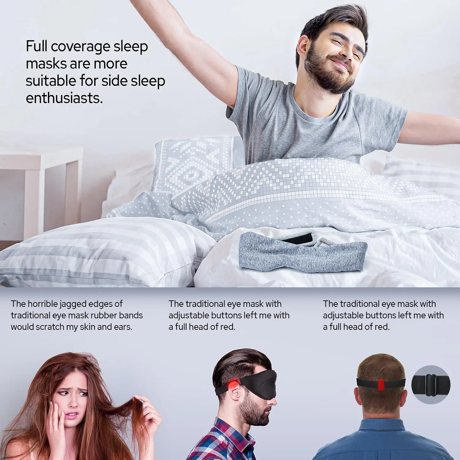 Cotton Sleep Eye Mask,100% Blocking Light Sleeping Mask for Side Sleeper,Soft Zero Pressure Cooling Blackout Eye Masks for Sleep image 5