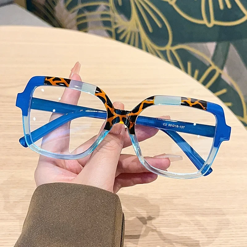 Frauen Trendy Große Rahmen Anti Blaues Licht Gläser Farbe Blockieren Rahmen Transparente Linse Computer Brille