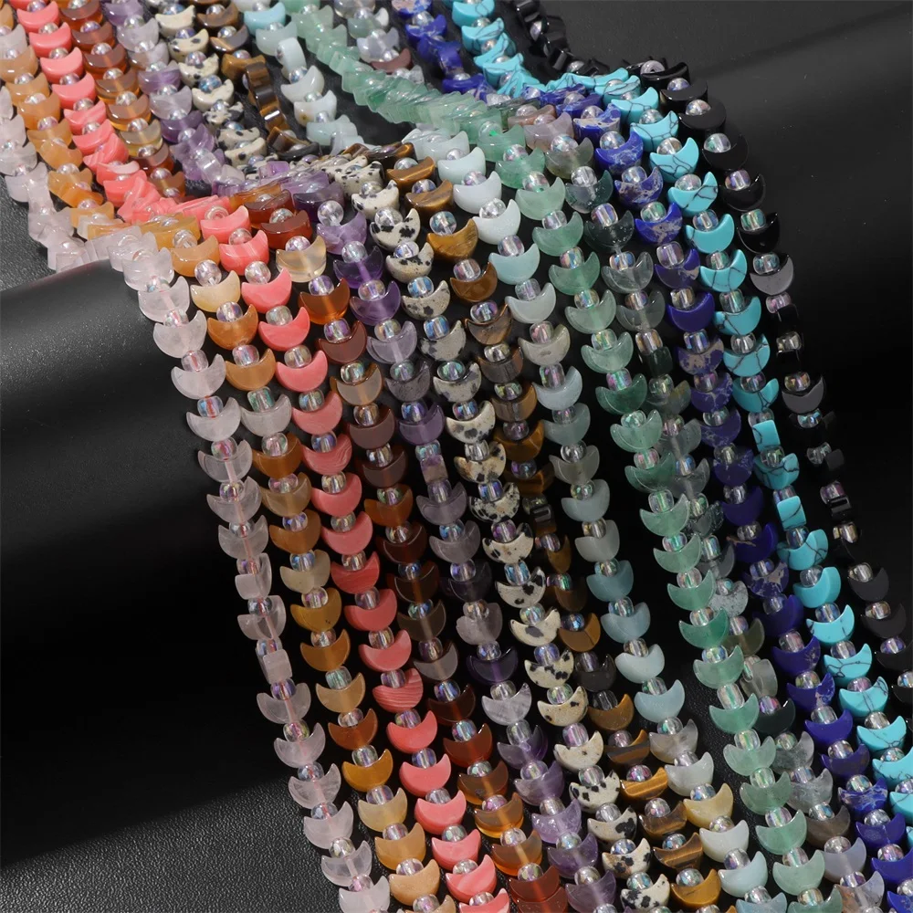 Hohe Quanlity Natürliche Mond Form Stein Perle 6x8MM Amethyst Dalmatiner Achat Lose Spacer Perlen Für Schmuck Machen DIY Zubehör
