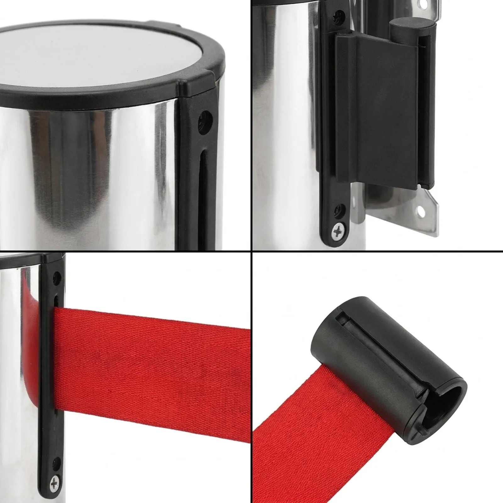 Retractable Barrier Strip Diameter 63mm Height 140mm Length Retractable Belt 2m 3 M 5m Queue Barrier for Wall Mount Crowd