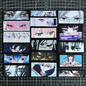 Anime Karakter Gözler Yama Taktik Karikatür Göz Moral Rozeti Goku Gojo Yamalar Giysi için Kanca ve Döngü Baskı Askeri Etiket