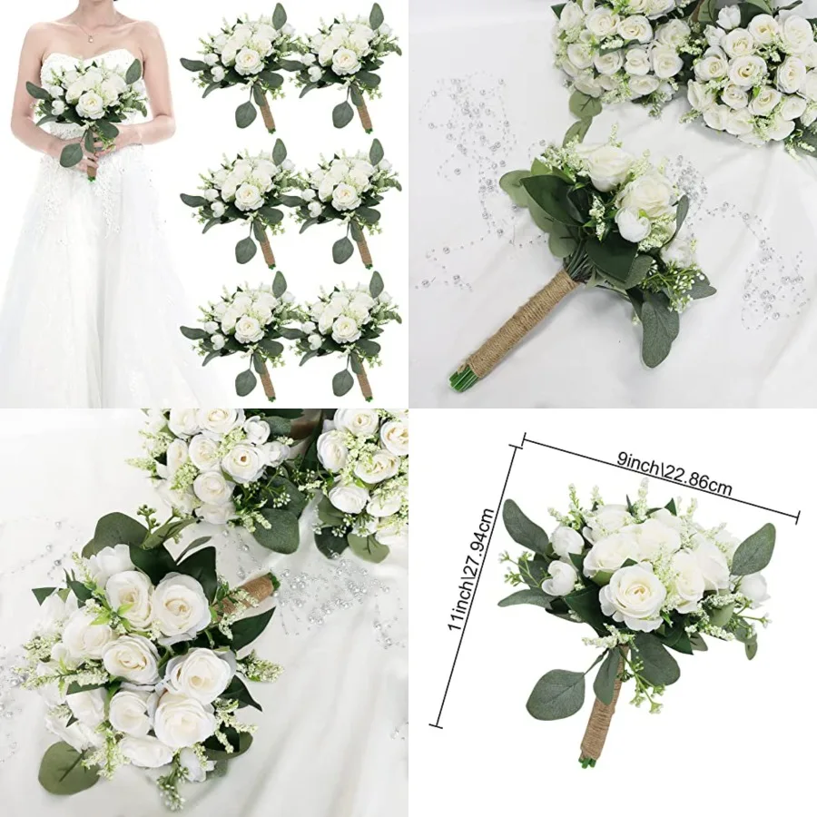 

Bridesmaid s for Wedding - 7 Inch Artificial Ivory for Party Ceremony Anniversary Dinning Table Centerpieces Decor - Ivory