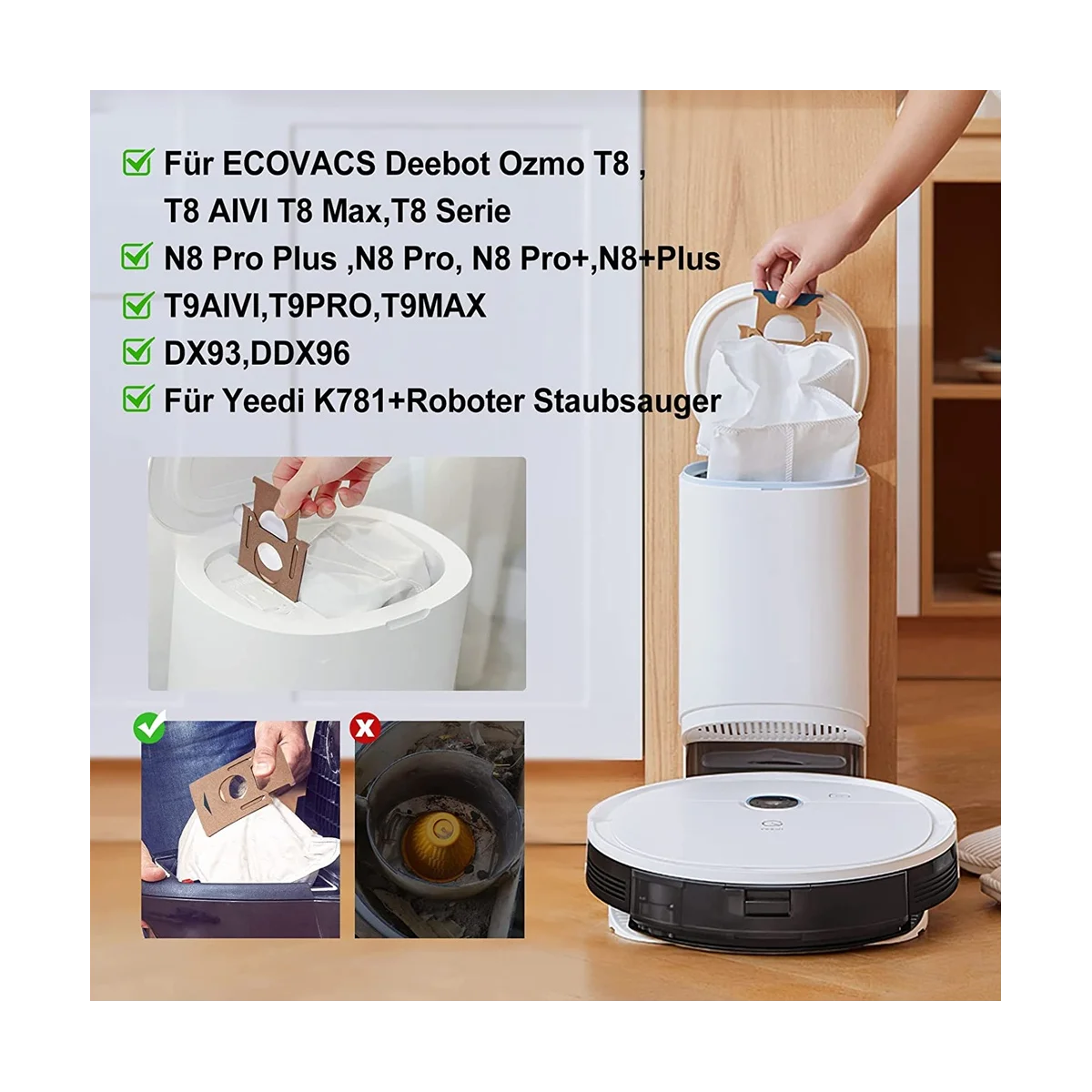 掃除機用バッグecovacs deebot,Deebot n8 plus,n8 pro plus,ozmo t8 aivi t8,t9 plus,yedivacステーション,10パック