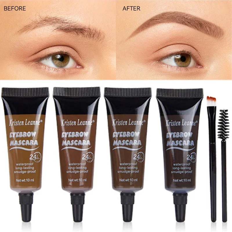 Waterproof Eyebrow Enhancer Cream with Brush Makeup Lasting Fast Tint Easy Dye DIY Natural Brow Gel Tattoo Tint Cosmetic 4 Color