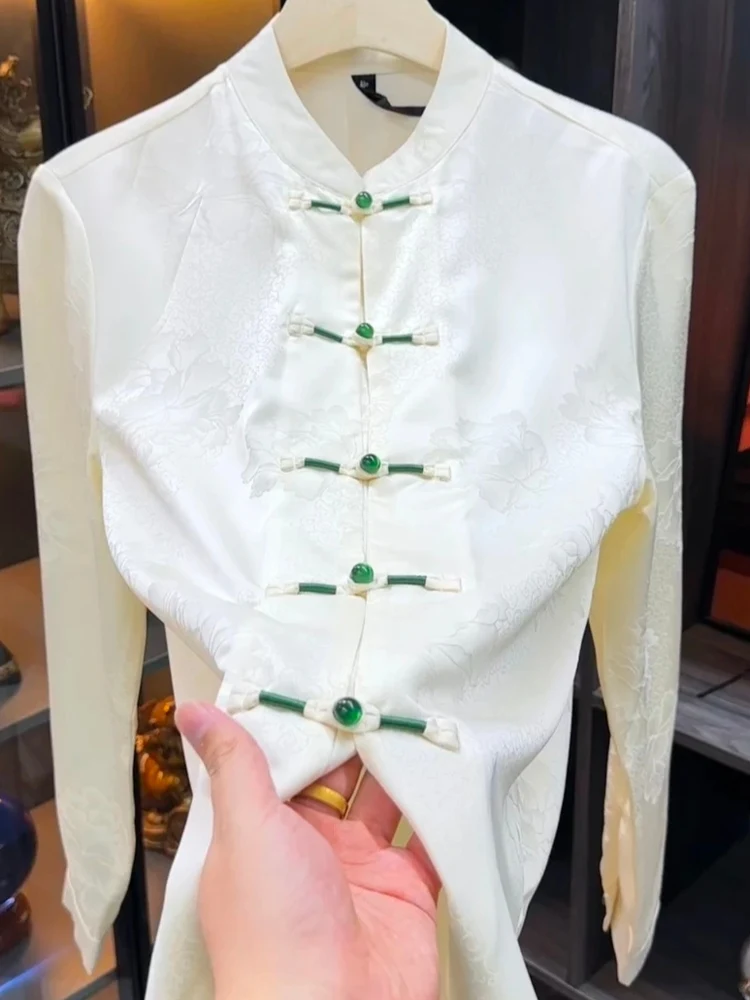 

Spring Summer Men's Thin Non-iron Anti-Wrinkle Wind Tang White Chinese Sle irt Ethnic Button Decorated Faionable Urban ...