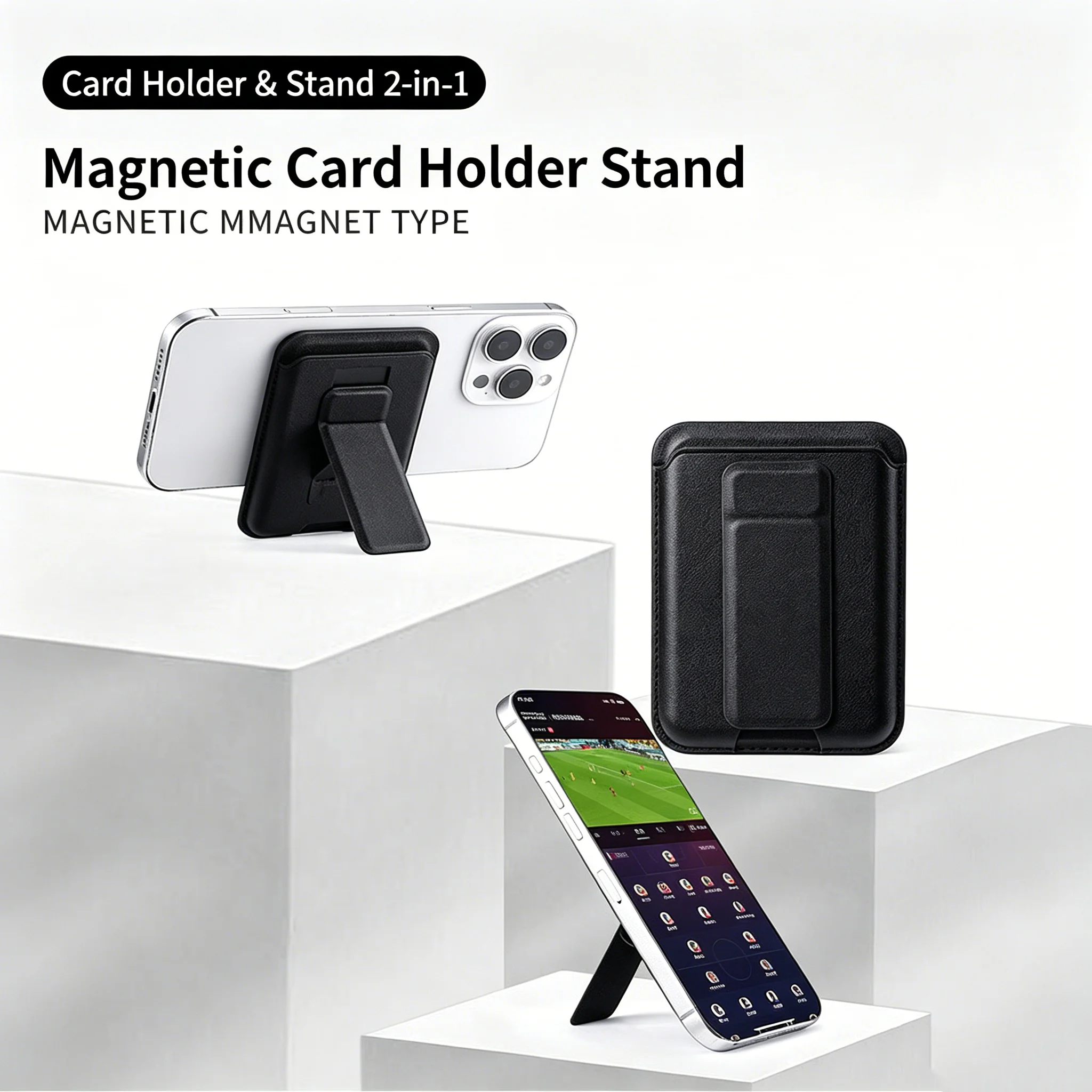Magnetic Card Holder Phone Stand 2 in 1, Vertical Horizontal Floating Mode, Strong Magnetic Suction Card Holder for Store Cards - view 5