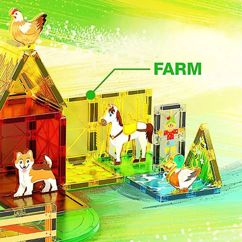 MOC 32pcs Farm Animals Magnetic Building Blocks - Large STEM Toy Set Creative Magnetic Toys, Children Educational Magnet Toys