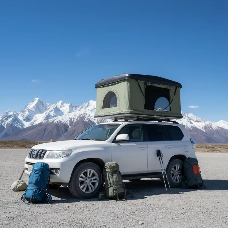 for Outdoor Camping Car Travel High Quality 2-3 Person Simple Folding Roof Tent Hard Shell Aluminum Roof Tent