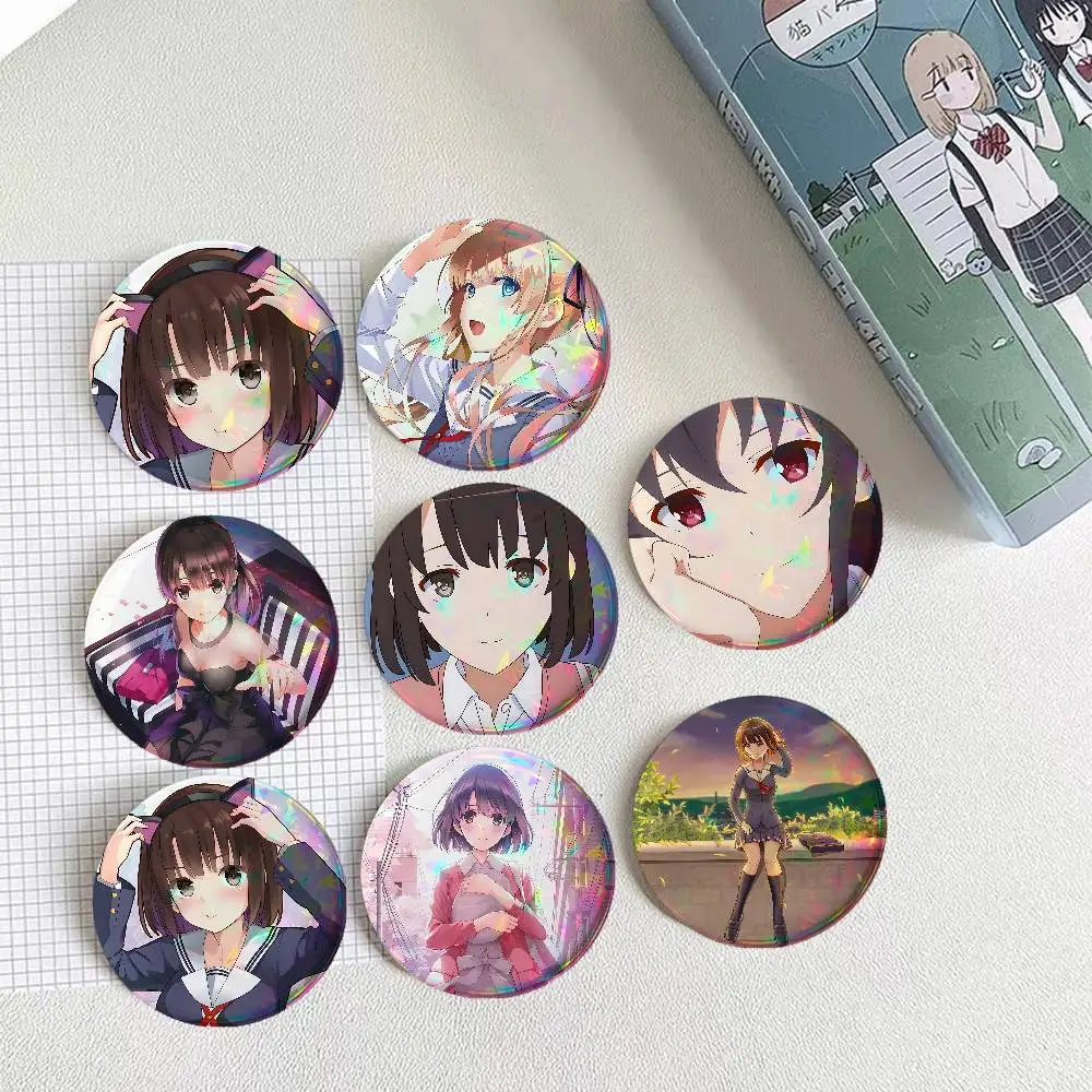 Anime Saekano How To For Badge Personalized Custom Laser Reflective Badge Hologram Metal Enamel Pin Brooch Souvenir Gift