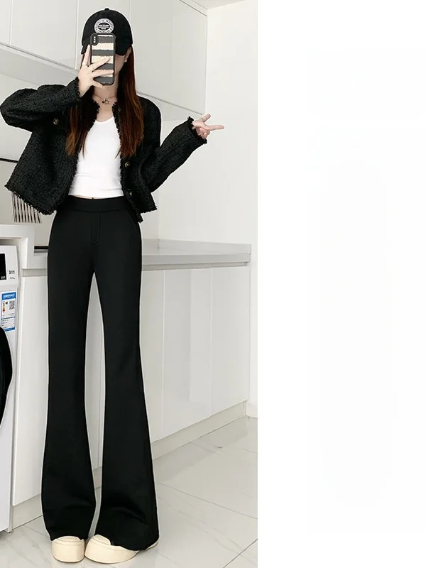 Pantalon évasé coupe cintrée pour femme, pantalon de costume Micro évasé avec fente latérale, petite taille, tendance, nouvelle collection hiver 2025