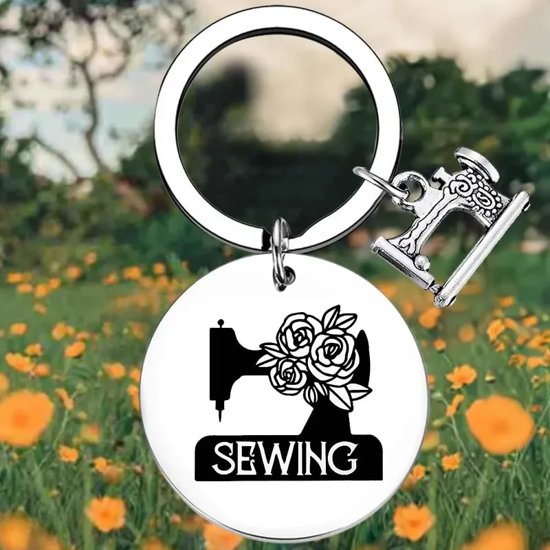 flower Sewing Key Chain Ring Sewing Keyring keychains pendant Dressmaker Tailor Retirement Gift Seamstress Gift