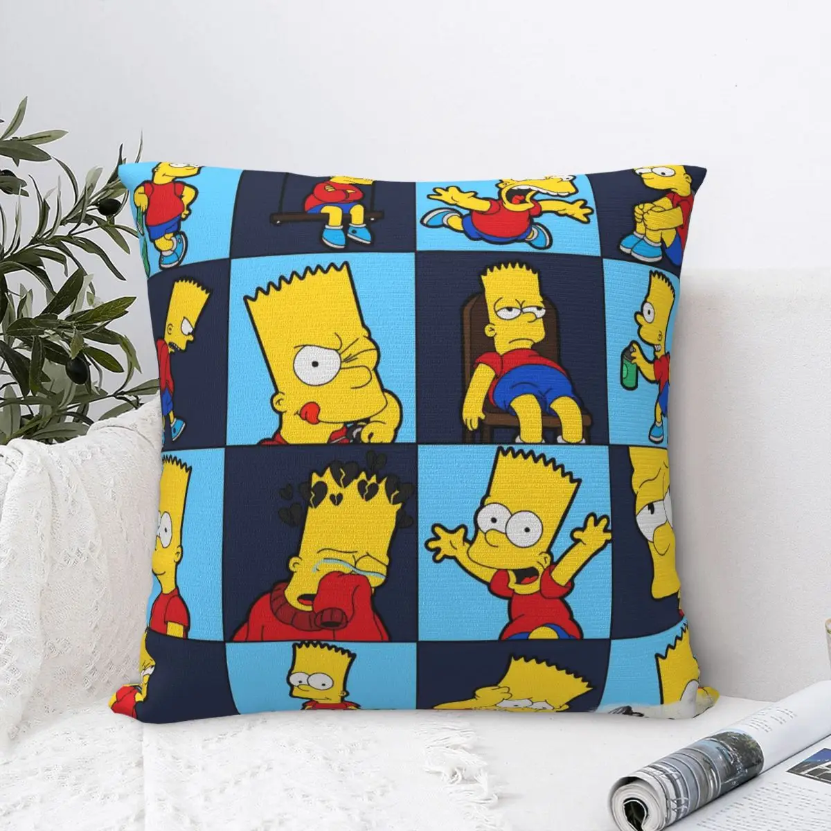 The Simpsons Cartoon Pillowcase Printing Fabric Cushion Cover Decorative Pillow Case Cover Home Zippered 45*45cm