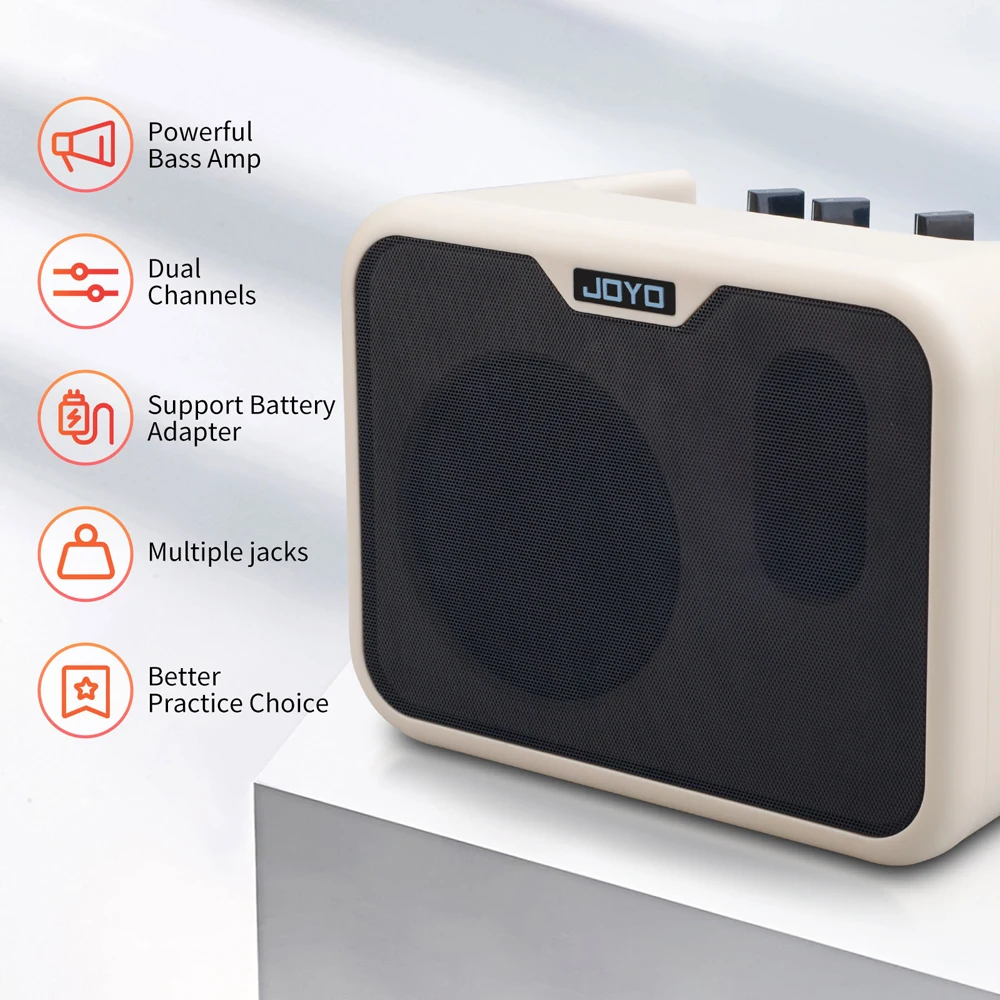 JOYO MA-10B Мини-усилитель баса, двухканальный басовый усилитель мощностью 10 Вт и комбинированный динамик для практики бас-гитары