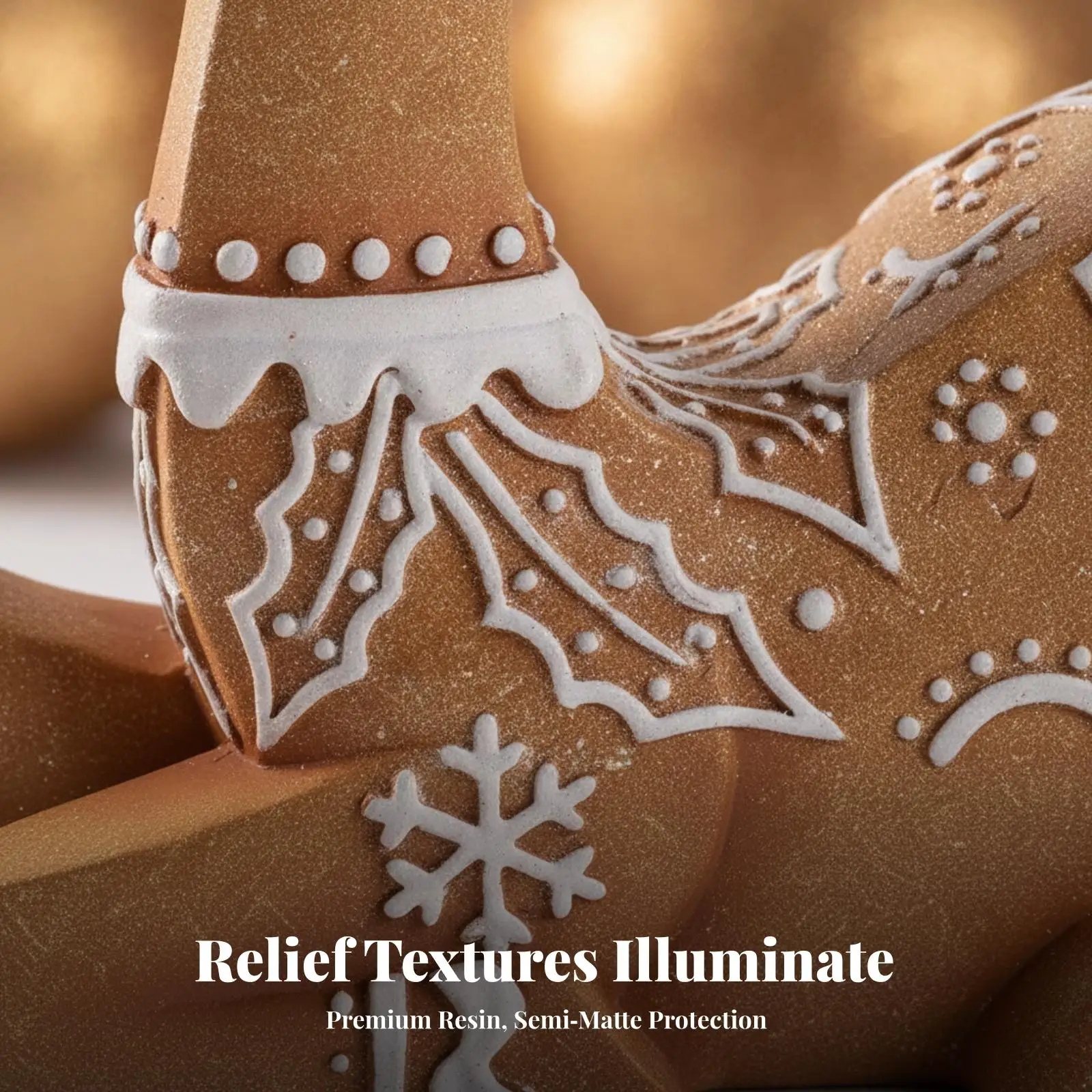 Christmas Reindeer Statue Resin Figurine Holiday Home Decoration Ornament Snowflake Design for Mantel Shelf Desk Display