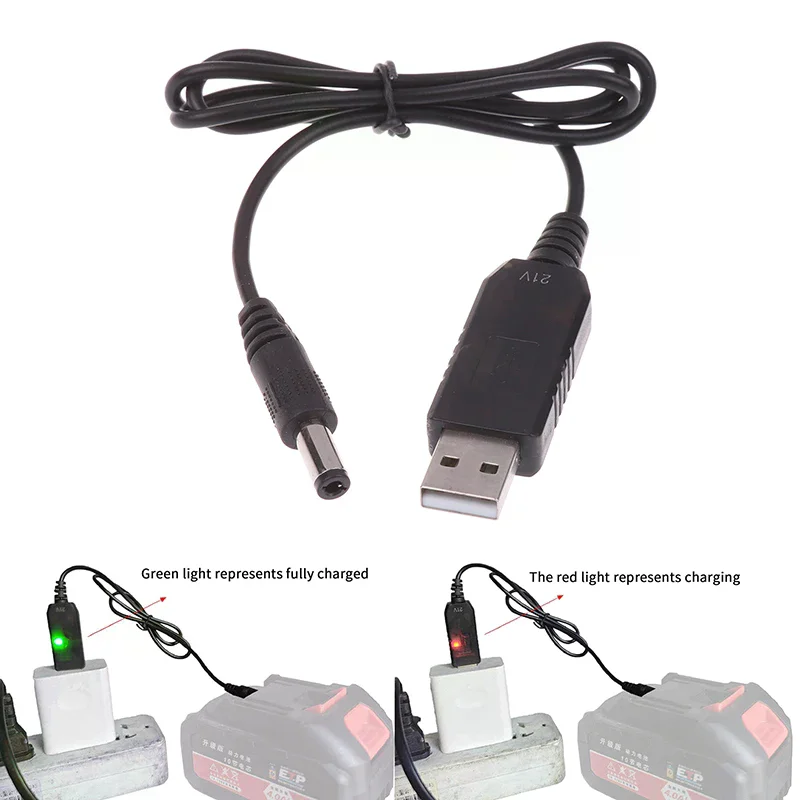 USB 5V To 21V Boost Charging Cable USB Power Boost Line DC 21V Interface Lithium Battery Charger Adapter