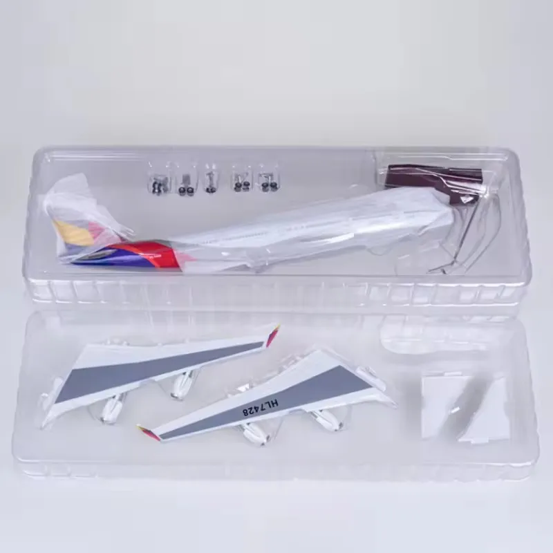 アシアナ-LEDライト付き飛行機モデルb747,1:160スケール,樹脂製ダイキャスト玩具,ファン用コレクション,装飾,49cm,新品