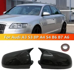 For Audi A3 S3 8P 05-08 A4 S4 B6 B7 8E 8H A6 S6 C6 Car Rearview Side Mirror Cover Wing Cap Exterior Door Rear View mirror cover
